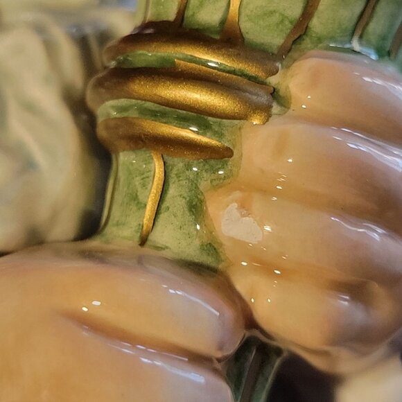 Vintage Fitz and Floyd Christmas Court Santa Elf Torch Candle Holder Pair - Picture 10 of 11